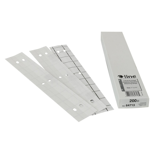 C-Line Products 3-Hole Punched Attaching Strip, Clear, Pk200 64713 - main