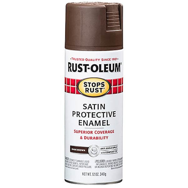 Rust-Oleum Stops Rust Satin Dark Brown - 12 oz. spray 241239 - main