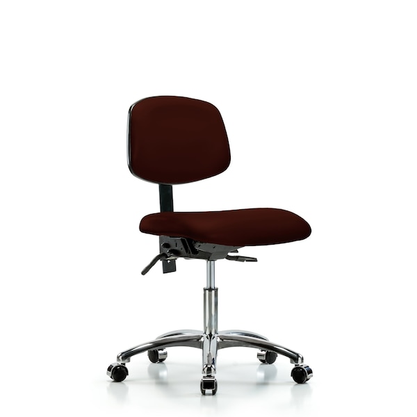 Blue Ridge Ergonomics Desk Chair Desk Chair, Vinyl, Chrome Casters, Burg, No Arms, 18" to 23" Height, Vinyl, Burgundy BR-VDHCH-CR-T0-A0-CC-8569 - main
