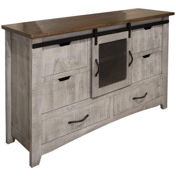 Homeroots 62" Light Gray Solid Wood Six Drawer Triple Dresser 524542 - main