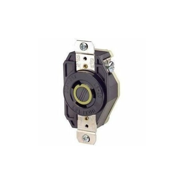 Leviton Flanged Locking Receptacle, L5-20R, 20 A, 125V AC, Single Phase, 2 Pole, Flush Mount, Black 2310 - main