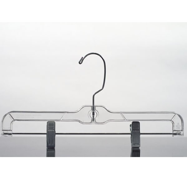 Specialty Store Services 14 In Heavyweight Skirt and Pant Hanger With Clips, Clear, 100PK 8126 - main