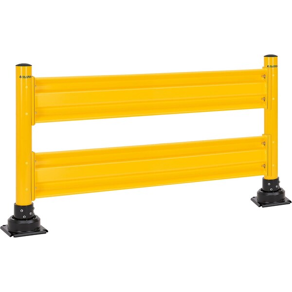 Global Industrial 6' Steel Guard Rail with 4" Dia. Rebounding Bollards, Yellow 670777 - main