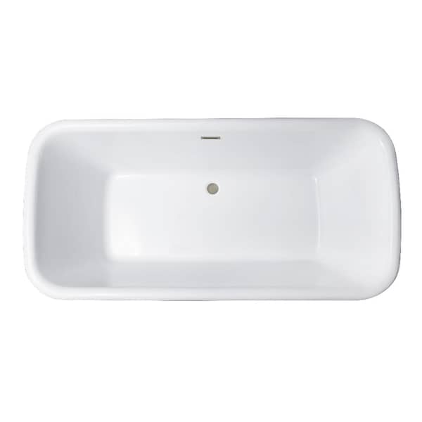 Kingston Brass 71-Inch Acrylic Oval Rectangular Double Ended Pedestal Tub with Drain, No Faucet Drillings VTDE713524C418 - main