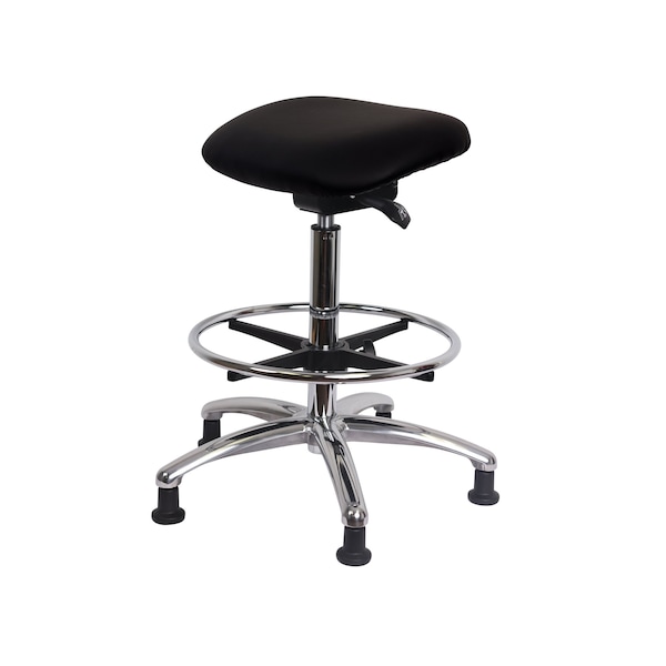 Blue Ridge Ergonomics Vinyl Sit-Stand Chrome-Standing Height with Chrome Foot Ring Stat Glides in Black Trailblazer Vinyl VSTSS-CR-CF-RG-8540 - main