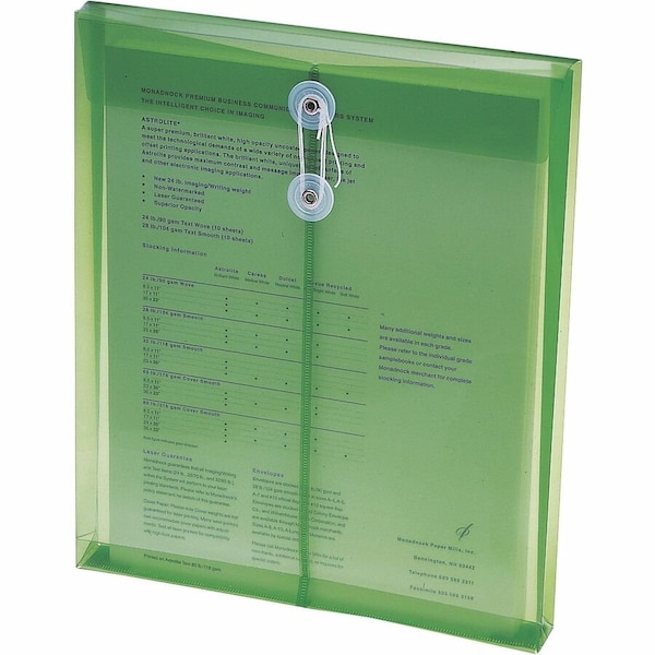 Smead Ultracolor Expandable Poly String Tie Envelopes, Top Load, 8-1/2"W x 11"H, Green, 5/Pack 89543 - main