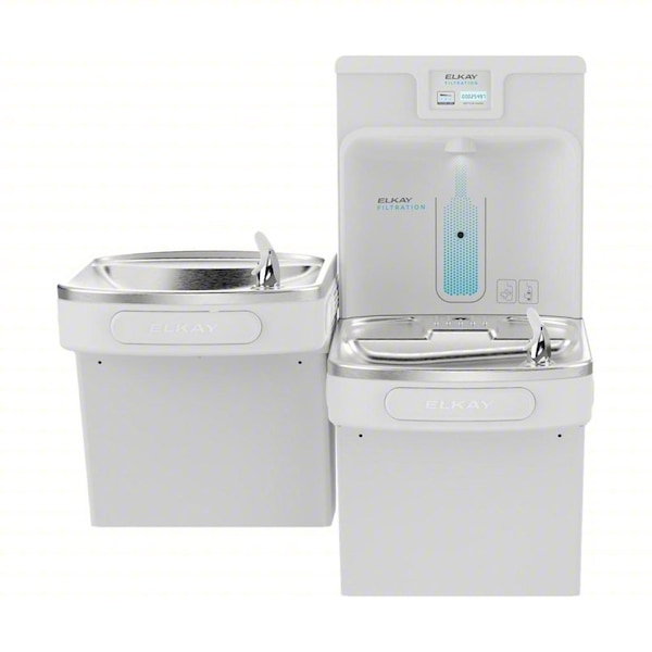 Elkay Filtered Bottle Filling Station and Bi-Level ADA Cooler Arctic White Lead Reduction Drop Down Wrapper LZSTL8WSAP - main