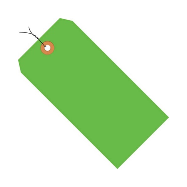 Partners Brand Shipping Tags, Pre-Wired, 13 Pt., 5 3/4" x 2 7/8", Fluorescent Green, PK1000 G12073B - main