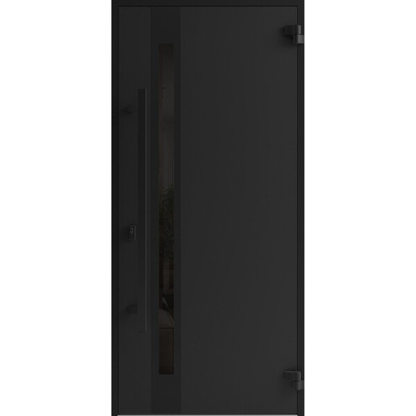Vdomdoors Front Exterior Prehung Steel Door Ronex1033 Teak Entry Metal Modern Painted W36xH80 Left hand RONEX1033EXD-OAK-W36 x H80-LH-I - main