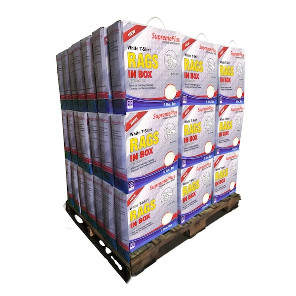 Supremeplus New White Knit T-Shirt Cleaning Rags, 800 lbs. Pallet, 160 x 5 lbs. Compressed Box, 160PK SP-7813 - main