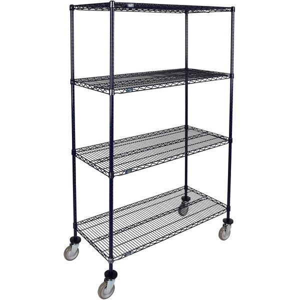Global Industrial Nexel 4 Shelf Truck, Nexelon, 54"W x 21"D x 80"H, Polyurethane Swivel Casters B3158401 - main