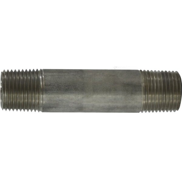 Anderson Metals Midland Industries 48103 Pipe Nipple, 1 in, NPT, Stainless Steel, SCH 40 Schedule, 3 in L 48103B - main