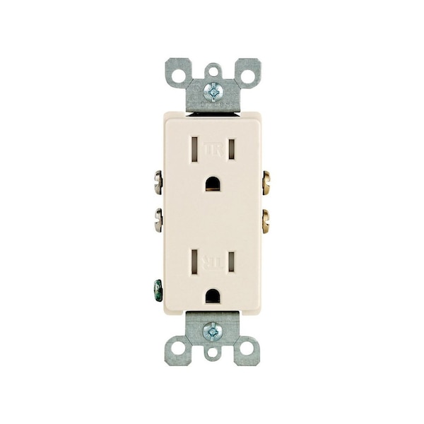 Leviton Outlet Decora 15 amps 125 V Duplex Light Almond 5-15R Light Almond T5325-00T - main