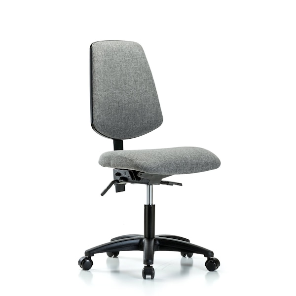 Blue Ridge Ergonomics Desk Chair Fabric Desk Chair, Med, Bk, Casters, Gry, No Arms, 19" to 24" Height, Fabric, Grey BR-FDHCH-MB-RG-T0-A0-RC-F44 - main