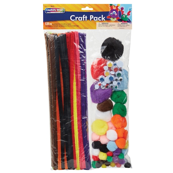Creativity Street Craft Pack with Stems, Poms & Wiggle Eyes, 131-Piece Set PAC5117-R - main
