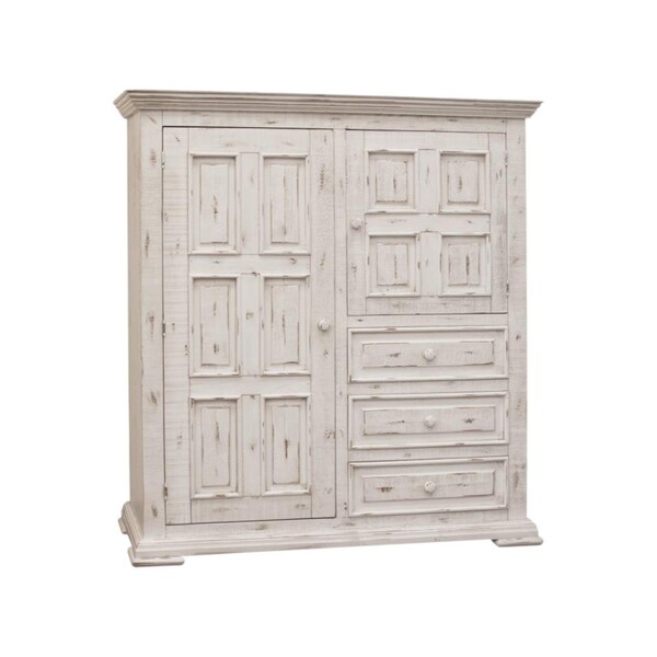 Homeroots 55" White Solid Wood Three Drawer Gentlemans Chest 524565 - main