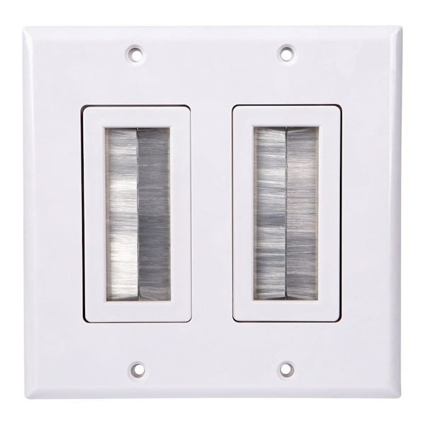 Monster Cable Just Hook It Up White 2 gang Plastic Home Theater Brush Wall Plate 140676-00 - main