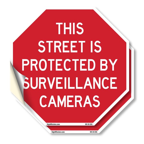 Signmission This Street Is Protected by Surveil, 4 inch X 4 inch, Vinyl Decal, 2PK OC-D-2PACK-4-331 - main