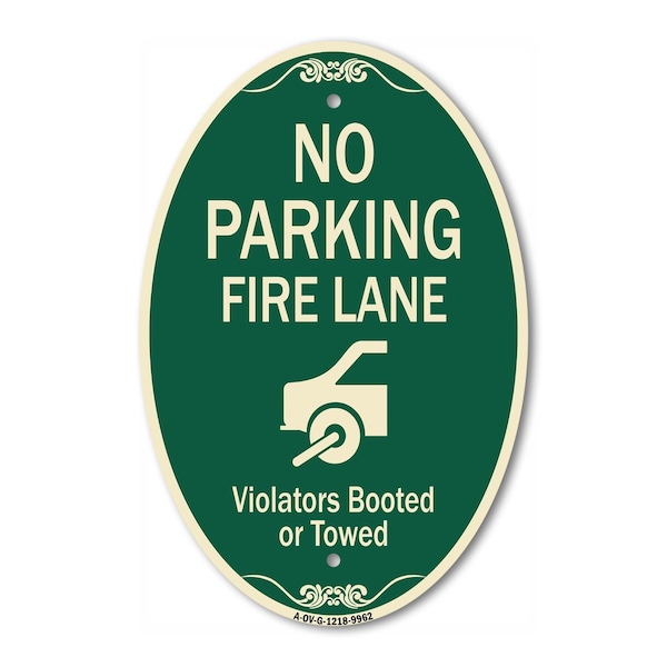 Signmission No Parking Fire Lane With Graphic Violators, 12 In X 18 In Architectural, Heavy Gauge Aluminum A-OV-G-1218-9962 - main