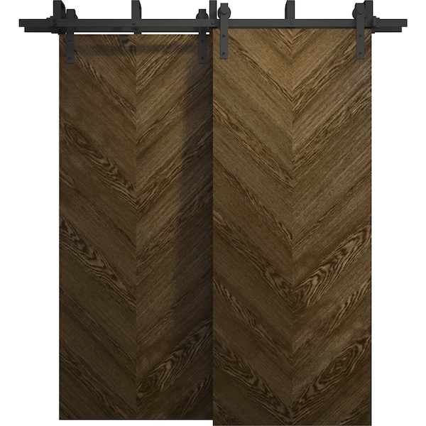 Sartodoors Sliding Closet Barn Bypass Doors 36 x 80 inches, Ego 5005 Marble Oak, Modern 6.6ft Rails Hardware EGO5005BBB-DMR-36 - main
