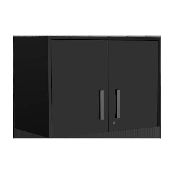 Homeroots 28" Black Wall mounted Accent Cabinet With Six Shelves And Three Drawers 546372 - main