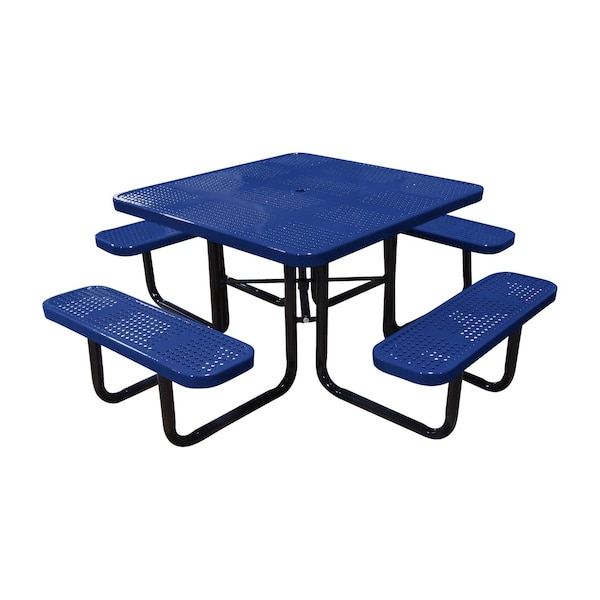 Leisure Craft 46" Square Picnic Table, Perforated Metal, Portable, Navy T46SQP-PERF-NAVY - main