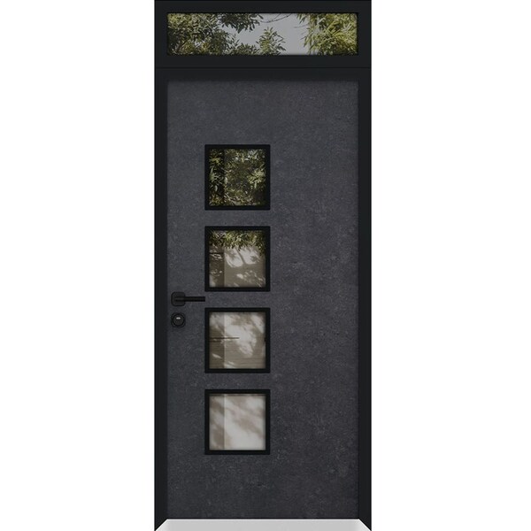 Vdomdoors Aluminum Door Cynex 6106 Dark Stone Entry Steel Metal Modern Painted W36xH80+16 Right Inswing CYNEX6106EXD-DARK-W36xH80+16-RH-I - main