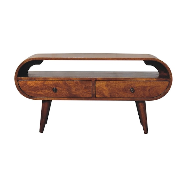 Homeroots 35in Brown Solid Wood Enclosed and Open Storage TV Stand 727850 - main
