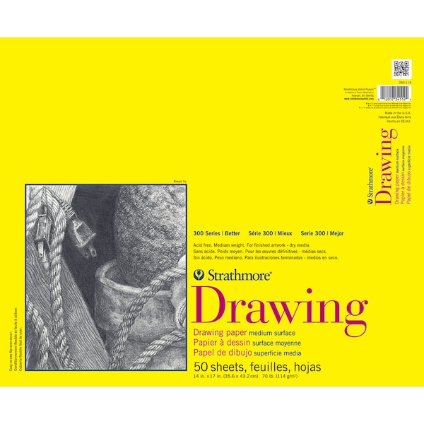 Strathmore 300 Series Drawing Pad, Glue Binding, 50 Sheet, 14x17 inch P340-114-1 - main