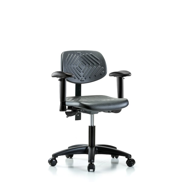 Blue Ridge Ergonomics Desk Chair Desk Chair, Poly, Tilt Adj Arms Casters, Adjustable Arms, 17" to 22" Height, Black; Blue BR-PDHCH-RG-T1-A1-RC - main