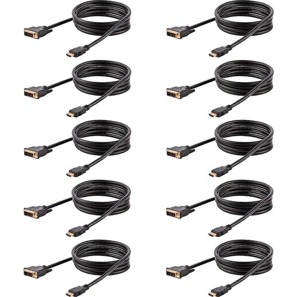Startech.Com 6ft/1.8m HDMI to DVI Cable, 10 Pack, M/M HDMIDVIMM610PK - main