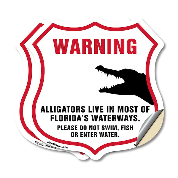 Signmission Alligator Warning Shield Sign Warning Al, 6 inch X 6 inch, Vinyl Decal, 2PK SHI-D-2PACK-6-359 - main