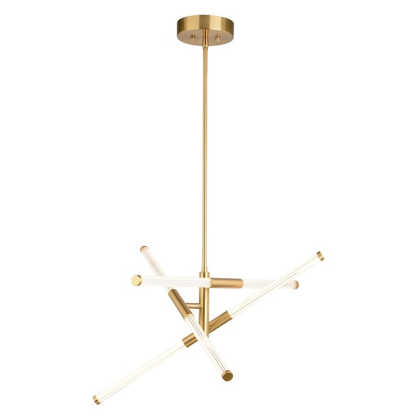 Vaxcel Avalon 3-Light 27 in W Muted Brass Gold Pendant Light, Frosted White Shade, Integrated LED P0426R - main