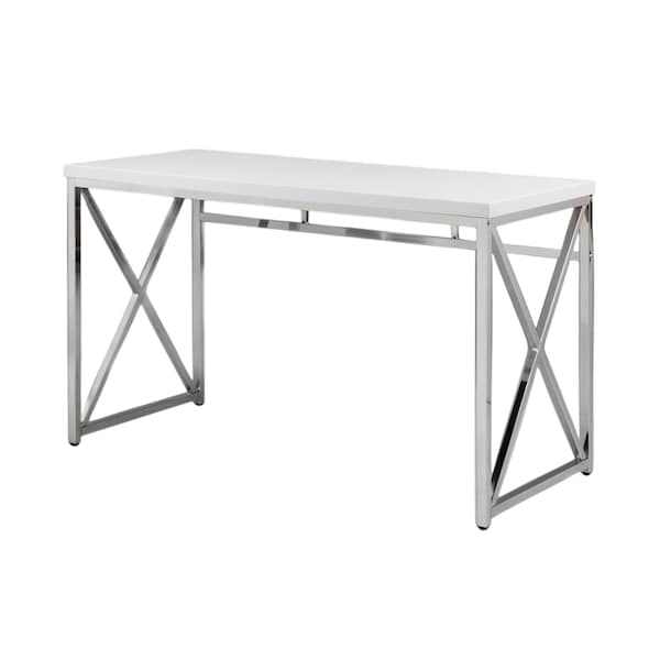 Homeroots 47" White and Silver Wood and Metal Computer Desk 554207 - main
