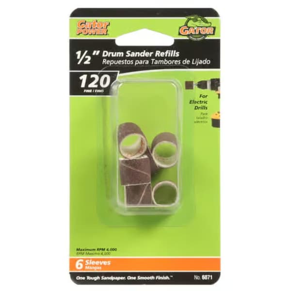 Gator Finishing 0.5 x 0.5 in. Drum Sander Refills, 120 Grit, 6PK 6071GA - main