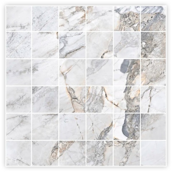 Apollo Tile 12 x 12 in. Polished Pale Gray Porcelain Mosaic Square Wall and Floor Tile 10.65 sq ft/case, 11PK IMP88MTZMOSA - main