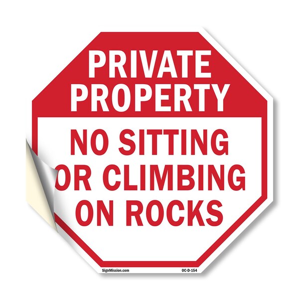 Signmission Private Property No Sitting or Clim, 10 Inch X 10 Inch, Vinyl Decal OC-D-10-154 - main