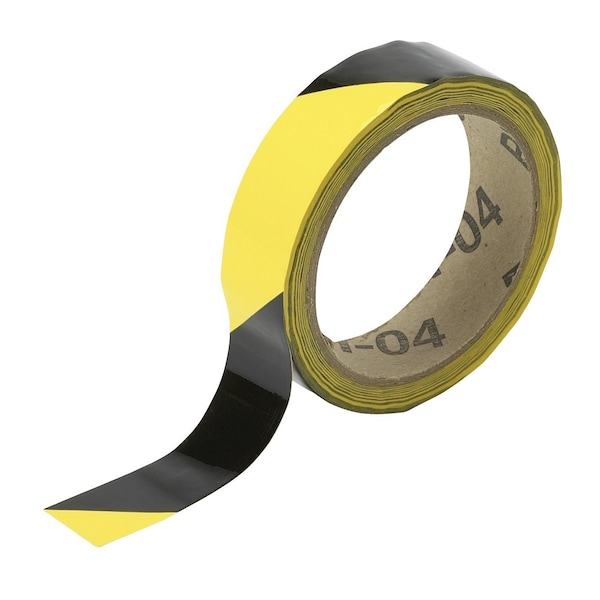 Brady Marking Tape Roll - High Performance Vinyl, Diagonal Stripes, Black on Yellow, 1in x 18 yd, 18PK 55300 - main