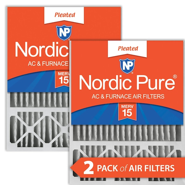 Nordic Pure 16x25x5 Pleated Air Filter, High Capacity, Electrostatically Charged Synthetic Media, MERV 15, 2 PK 16x25x5HM15-2 - main