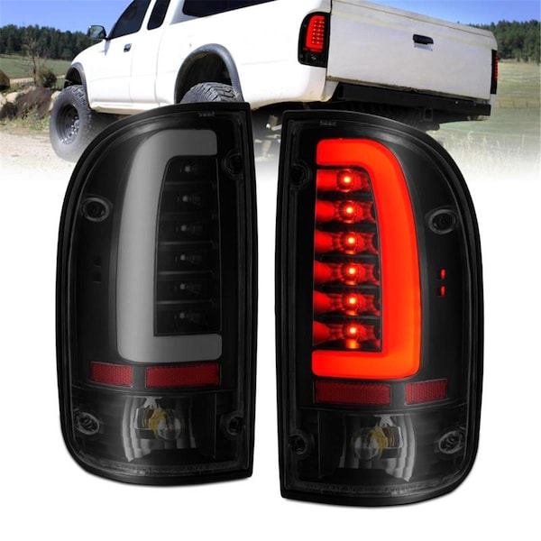 Anzo Usa LED Taillights with Housing Smoke Lens for 1995-2000 Toyota Tacoma, Black - Set of 2 311354 - main