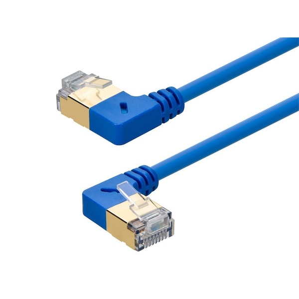 Monoprice SlimRun Cat6A 90 Degree 36AWG S/STP Ethernet Network Cable_ 1ft Blue 31016 - main