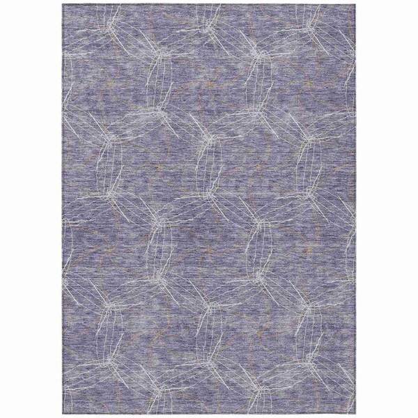 Homeroots 8' X 10' Purple And Ivory Geometric Washable Indoor Outdoor Area Rug 614110 - main