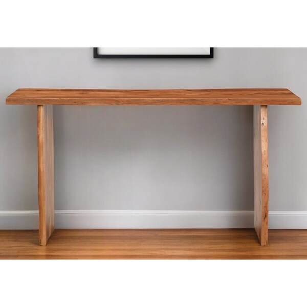 Homeroots 57" Chestnut Solid Wood Sled Console Table 521957 - main