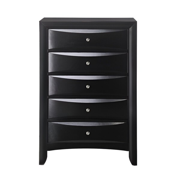 Homeroots 32" Black Solid Wood Five Drawer Standard Chest 376971 - main
