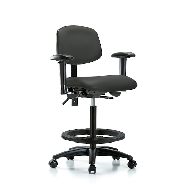 Blue Ridge Ergonomics Chair, Fabric, Med Bench, CF Casters, Gry, 6-Way Adjustable, 26" to 35" Height, Charcoal BR-VHBCH-RG-T0-A1-BF-RC-8605 - main