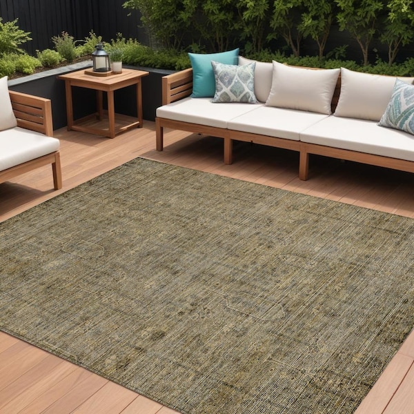 Homeroots 8' X 10' Brown And Beige Southwestern Washable Indoor Outdoor Area Rug 587035 - main