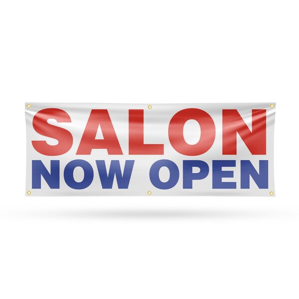Signmission Salon Now Open, 24 Inch x 72 Inch, Vinyl Banner B-72-30848 - main