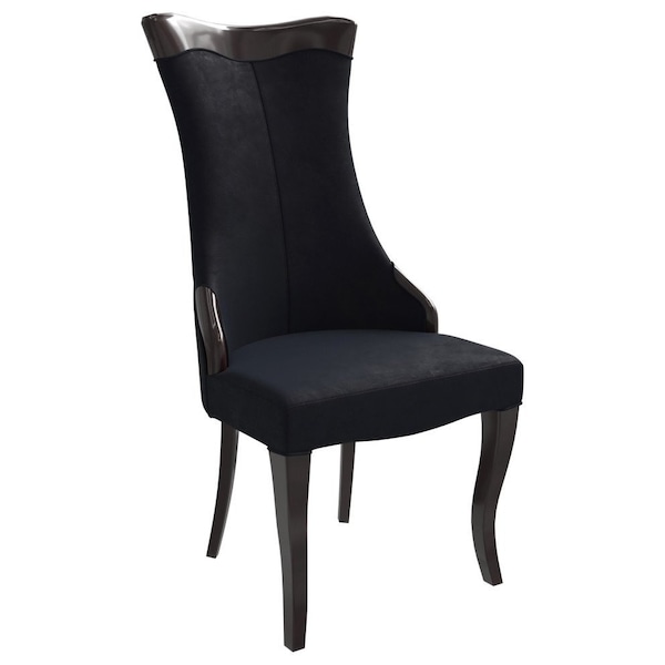 Leisuremod Novara Collection Modern Wooden Dining Chair in Black Velvet NC20BLF - main