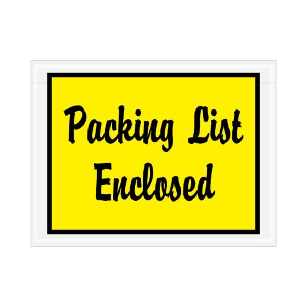 Zoro Select Packing List Envelopes, Yellow, PK1000 PL486 - main