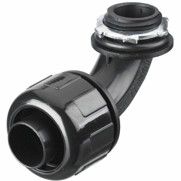 Hubbell Wiring Device-Kellems Conduit Fitting Connector, 3/4 in, Liquid-Tight, Nylon, PVC Coated, Black P0759NBK - main